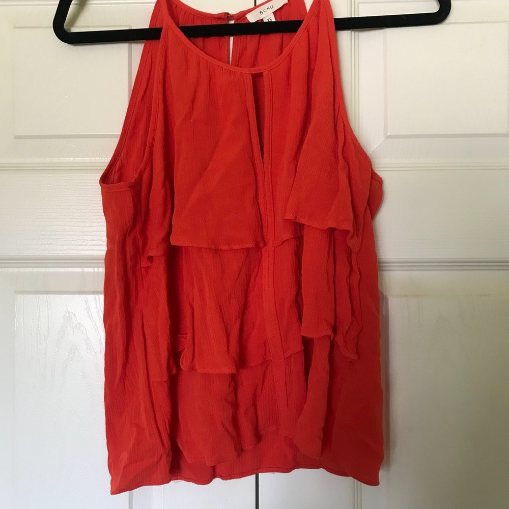 Deep orange ruffle tank top